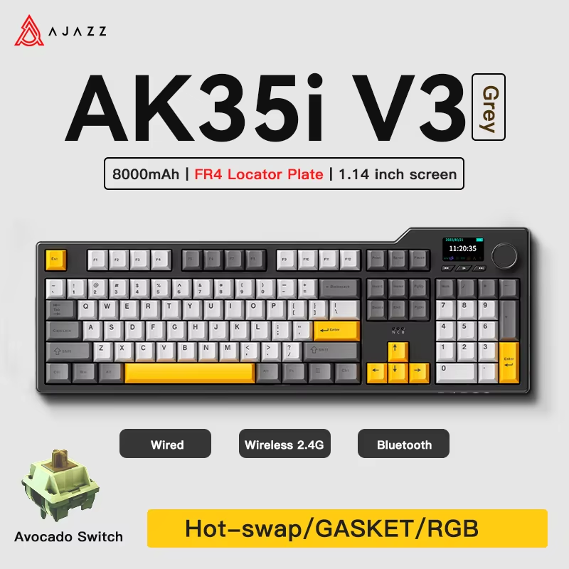 Gaming Keyboard Tkl - คีย์บอร์ดเกมมิ่ง Ajazz AK35I V3 MAX แบบสามโหมด