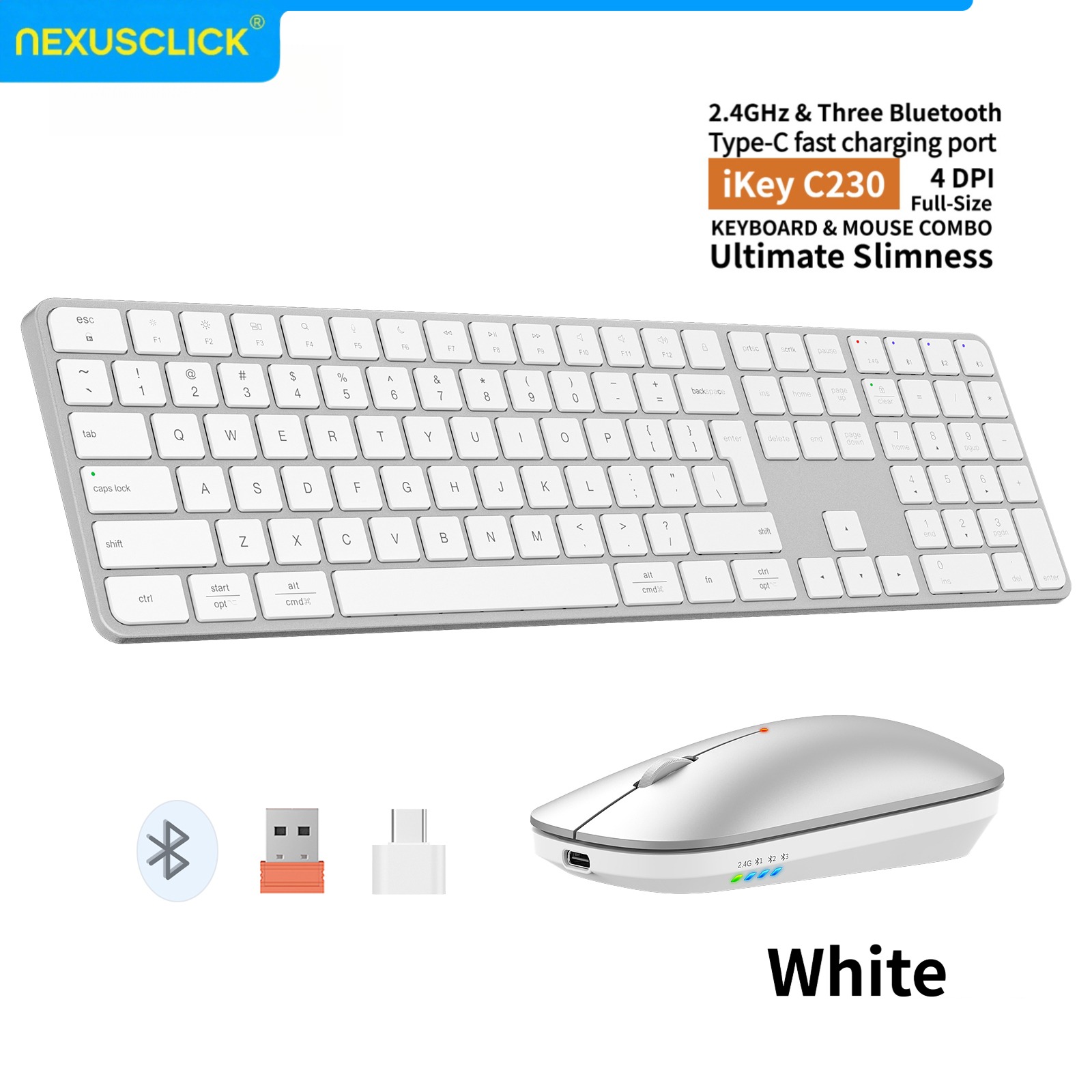 Gaming Keyboard That Is Quiet - คีย์บอร์ดและเมาส์ไร้สายแบบชาร์จได้ NexusClick, การเชื่อมต่อ 4 ช่องสัญญาณ 2.4G