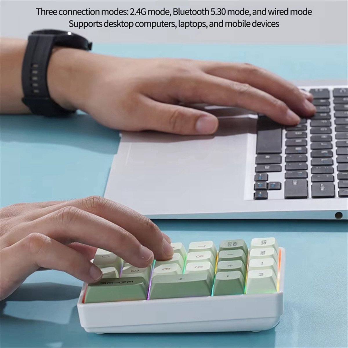 Gaming Keyboard Number Pad - N86R 21 คีย์มินิคีย์บอร์ด 2.4G แป้นพิมพ์ตัวเลขไร้สายแป้นพิมพ์ตัวเลขแบบกลไกสำหรับการบัญชีแป้นพิมพ์ตัวเลขสำหรับเล่นเกมการเขียนโปรแ