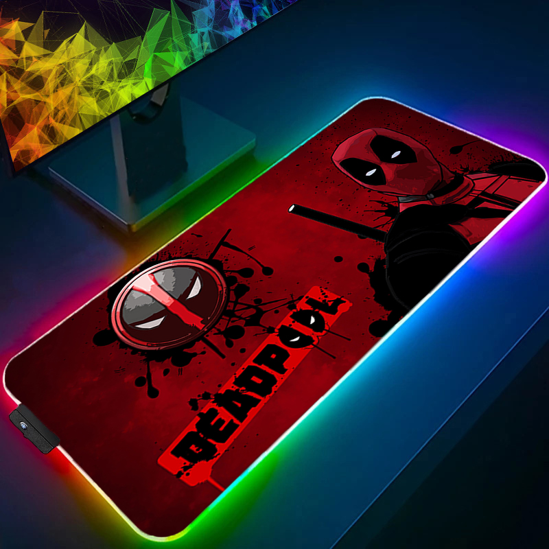 Gaming Keyboard Brands - แผ่นรองเมาส์ LED สำหรับเล่นเกม พร้อมไฟแบ็คไลท์ ขอบล็อค ลายอนิเมะ