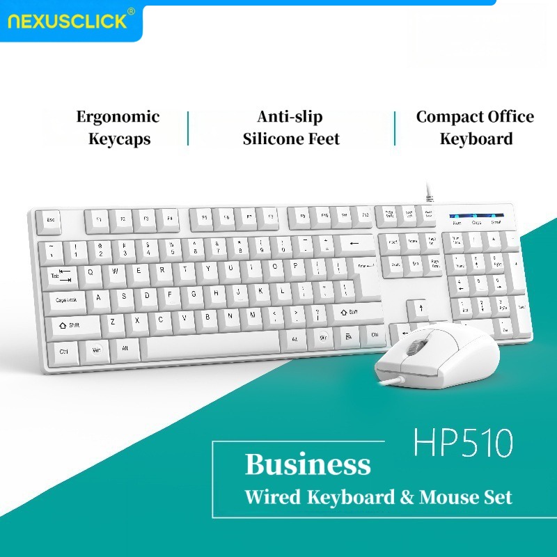 Gaming Keyboard Expensive - ชุดคีย์บอร์ดและเมาส์แบบมีสาย NexusClick สำหรับสำนักงาน แข็งแรง ทนทาน ออกแบบตามหลักสรีรศาสตร์
