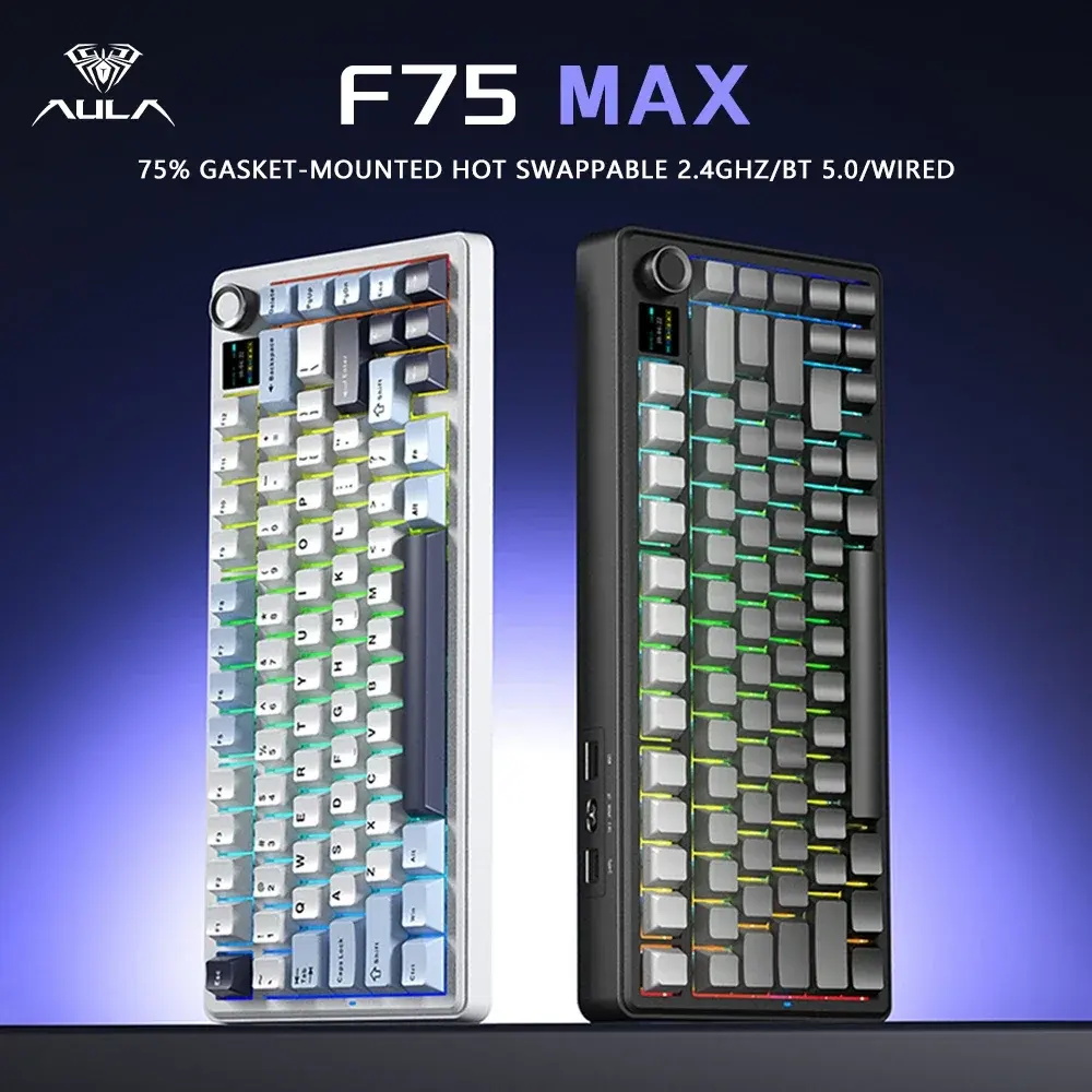 Gaming Keyboard Hot Swappable - คีย์บอร์ดเกมมิ่งแบบกลไก AULA F75MAX รูปแบบ 75% พร้อมหน้าจอ