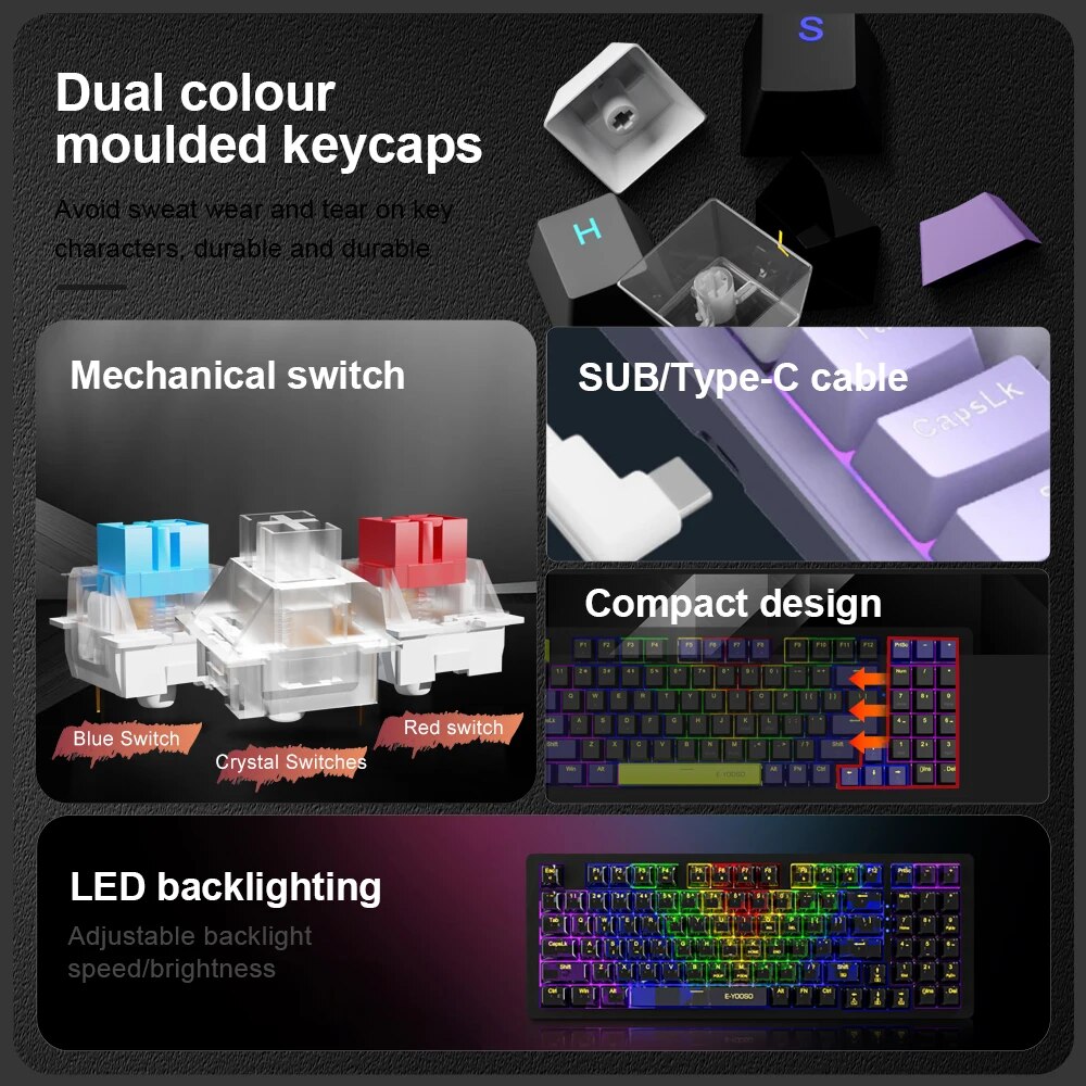คีย์บอร์ดเกมกลไก USB แบบมีสาย  - Gaming Keyboard Budget บทวิจารณ์และราคา