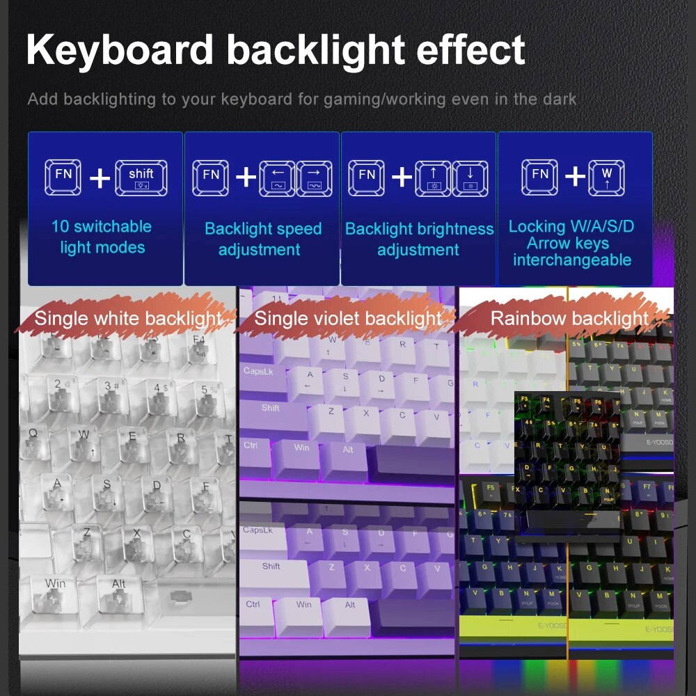 คีย์บอร์ดเกมกลไก USB แบบมีสาย  - Gaming Keyboard Budget บทวิจารณ์และราคา